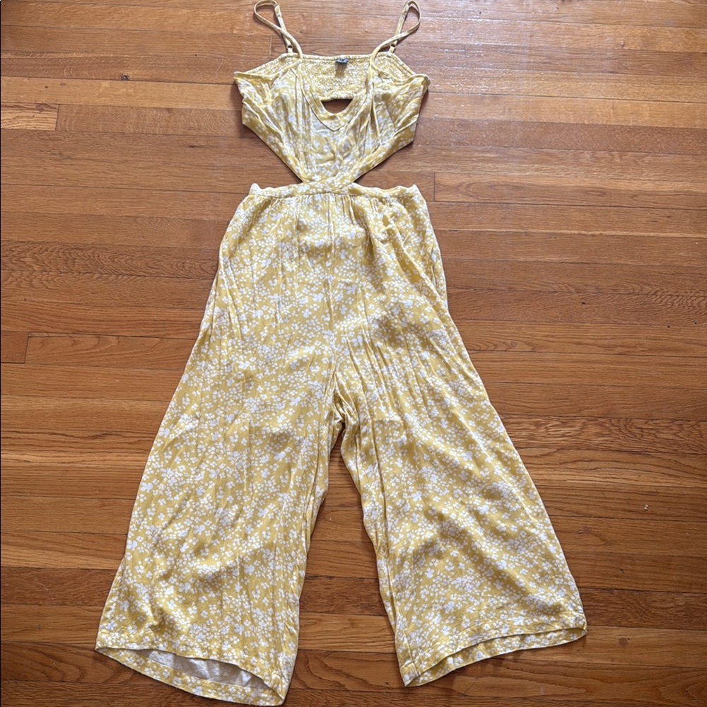 Aerie Yellow and White Jumpsuit Relaxed Elegance